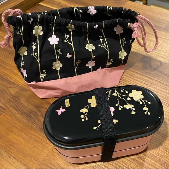 Dining Authentic Japanese Bento Box Sakura Design Black Pink Poshmark